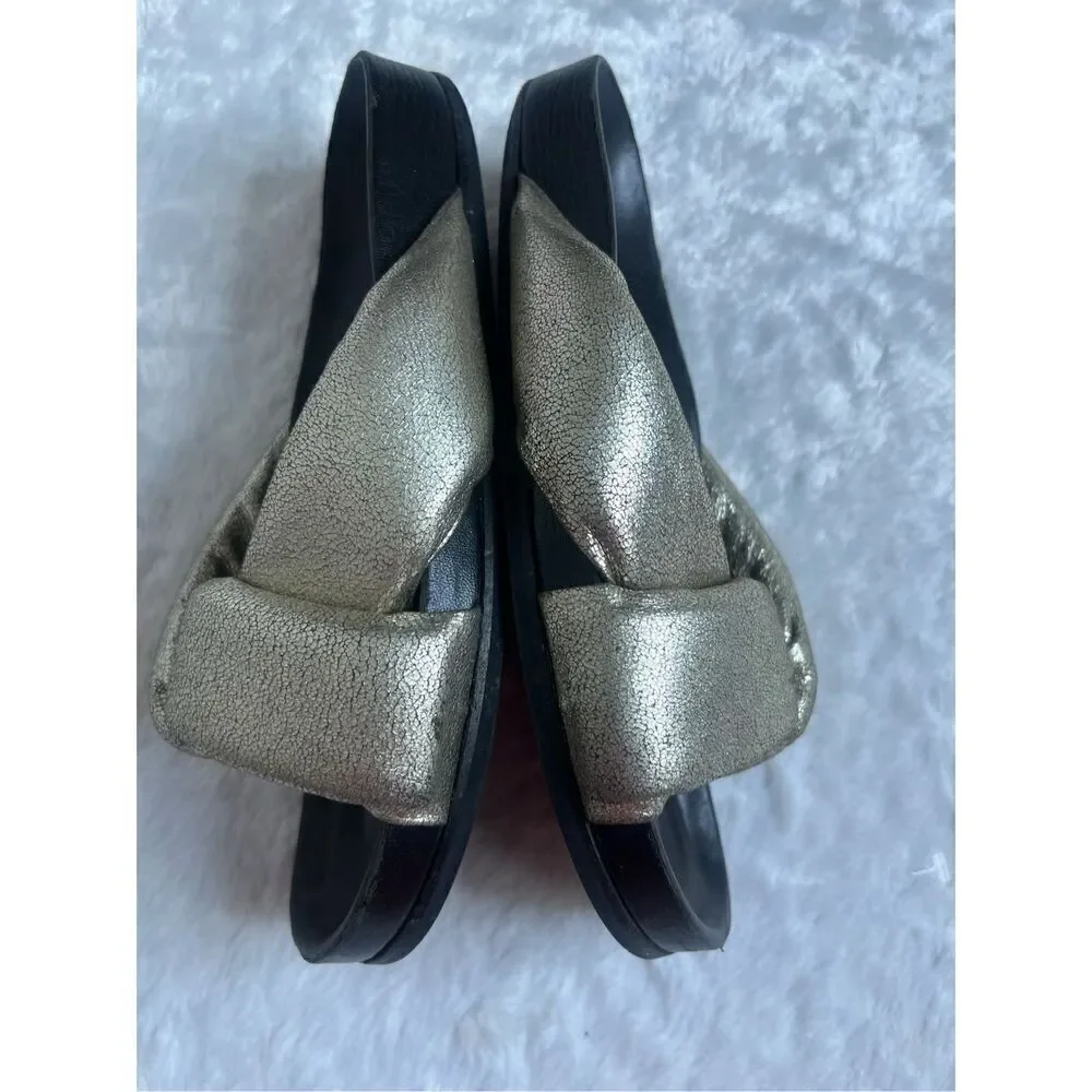 Chole  Nolan  Crinkled Leather Puff Knot Chunky Sandal Slides Size 38